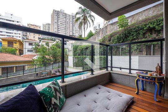 Sala/Cozinha - Varanda de apartamento à venda com 1 quarto, 57m² em Sumaré, São Paulo
