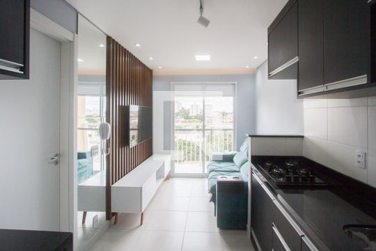 Cozinha de apartamento à venda com 1 quarto, 34m² em Vila das Belezas, São Paulo