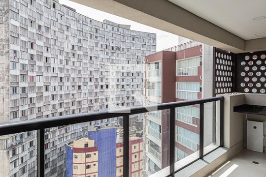 Varanda da Sala de apartamento à venda com 1 quarto, 45m² em Bela Vista, São Paulo