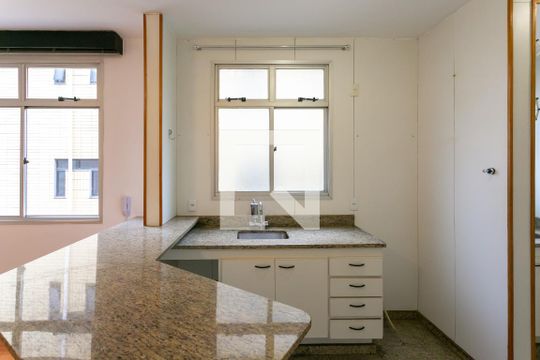 Cozinha de apartamento para alugar com 1 quarto, 43m² em Mangabeiras, Belo Horizonte