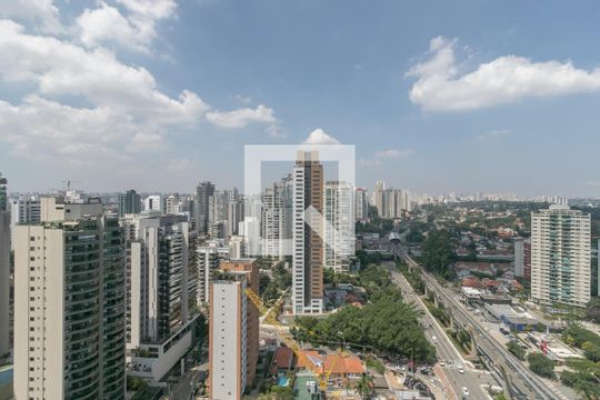 Vista da Varanda de kitnet/studio à venda com 1 quarto, 37m² em Campo Belo, São Paulo