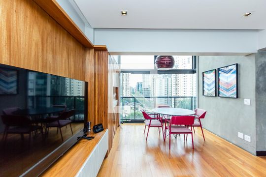 Sala de apartamento para alugar com 1 quarto, 80m² em Vila Olímpia, São Paulo