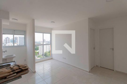 Sala e Cozinha Integrada  de apartamento para alugar com 1 quarto, 42m² em Vila Guilhermina, São Paulo