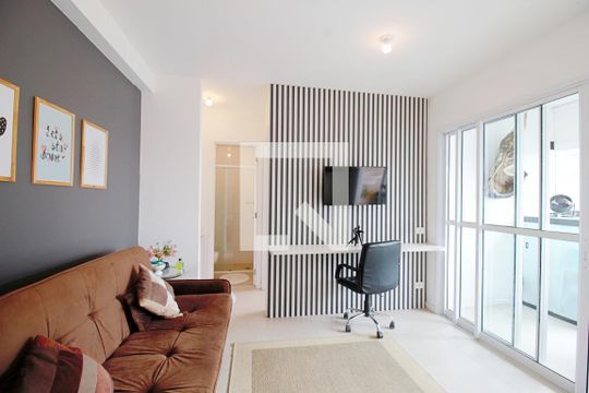 Sala e cozinha  de apartamento para alugar com 1 quarto, 38m² em Vila Andrade, São Paulo