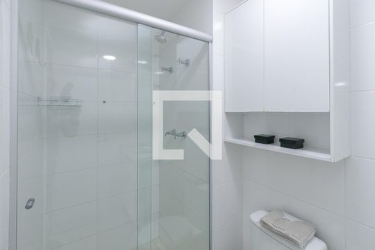 Banheiro da Suíte de apartamento à venda com 1 quarto, 42m² em Campo Belo, São Paulo