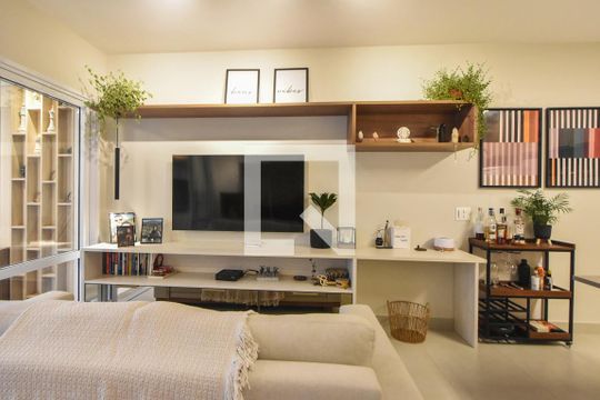 Detalhe Sala de kitnet/studio à venda com 1 quarto, 44m² em Campo Belo, São Paulo
