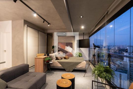 Flat - detalhe iluminação de kitnet/studio à venda com 1 quarto, 39m² em Itaim Bibi, São Paulo