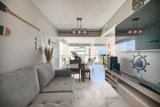 Sala de apartamento para alugar com 2 quartos, 71m² em Loteamento João Batista Julião, Guarujá