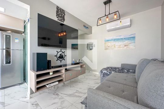 Sala de apartamento para alugar com 2 quartos, 71m² em Loteamento João Batista Julião, Guarujá