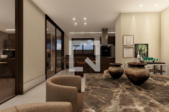 sala de casa de condomínio à venda com 4 quartos, 410m² em Alphaville Nova Lima, Nova Lima