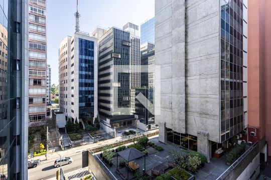 Varanda da Sala - Vista de apartamento à venda com 1 quarto, 120m² em Cerqueira César, São Paulo