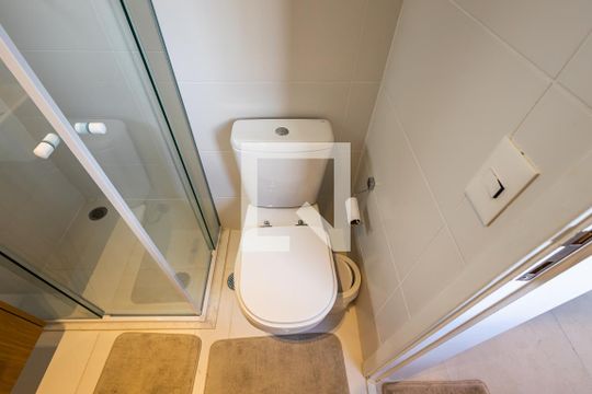 Banheiro da Suíte de apartamento à venda com 1 quarto, 59m² em Pinheiros, São Paulo