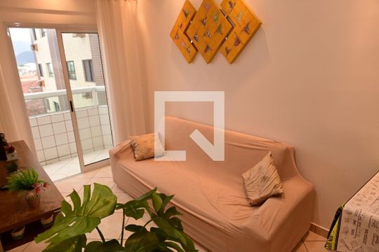Sala de apartamento para alugar com 1 quarto, 61m² em Maracanã, Praia Grande