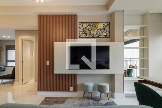 Sala de apartamento à venda com 1 quarto, 60m² em Indianópolis, São Paulo