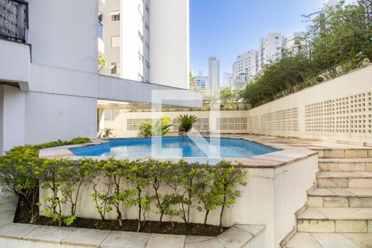 Área comum - panorâmica piscina de apartamento para alugar com 2 quartos, 58m² em Indianópolis, São Paulo