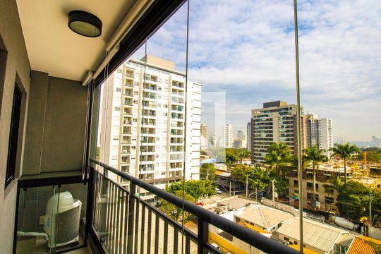 Quarto- Vista terraço de kitnet/studio à venda com 1 quarto, 27m² em Indianópolis, São Paulo