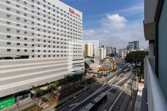 Varanda da Sala de kitnet/studio à venda com 1 quarto, 29m² em Vila Nova Conceição, São Paulo