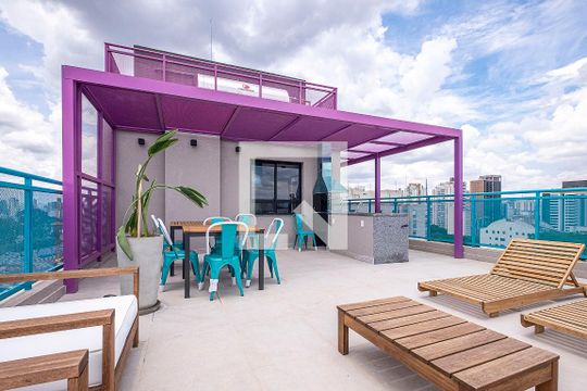 Área comum - Rooftop de kitnet/studio para alugar com 1 quarto, 25m² em Pinheiros, São Paulo