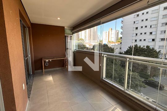 Varanda da sala de apartamento à venda com 1 quarto, 53m² em Campo Belo, São Paulo