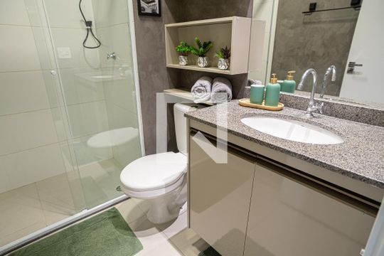 Banheiro Social de kitnet/studio para alugar com 1 quarto, 24m² em Consolação, São Paulo