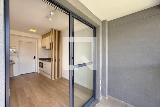 Sacada Sala de apartamento para alugar com 1 quarto, 29m² em Brooklin Paulista, São Paulo