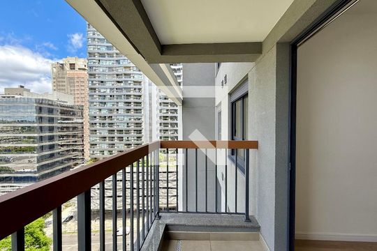 Sacada Sala de apartamento para alugar com 1 quarto, 29m² em Brooklin Paulista, São Paulo