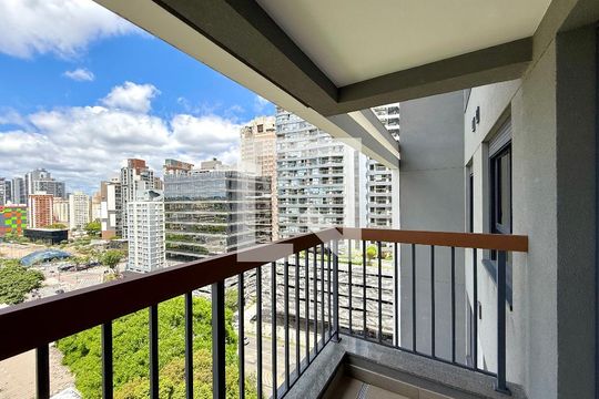 Sacada Sala de apartamento para alugar com 1 quarto, 29m² em Brooklin Paulista, São Paulo