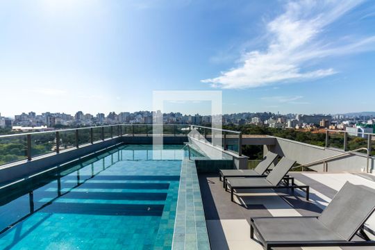 Área comum - Piscina de kitnet/studio para alugar com 1 quarto, 25m² em Centro Histórico, Porto Alegre