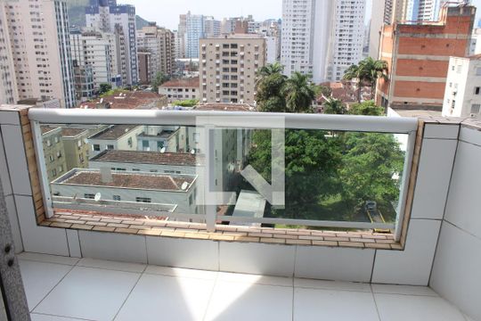 Sacada de apartamento para alugar com 1 quarto, 57m² em Centro, São Vicente