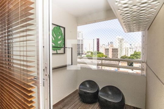 Sala, terraço.  de apartamento à venda com 1 quarto, 58m² em Itaim Bibi, São Paulo