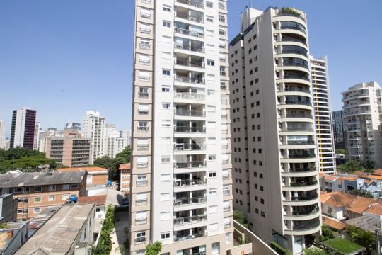 Quarto, vista  de apartamento à venda com 1 quarto, 58m² em Itaim Bibi, São Paulo