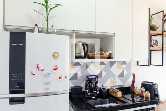 Cozinha de apartamento para alugar com 1 quarto, 26m² em Mirandópolis, São Paulo