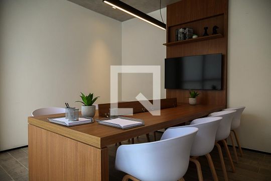 Área comum - Sala de reunião de apartamento para alugar com 1 quarto, 28m² em Brooklin, São Paulo