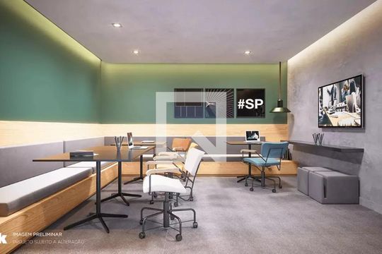 Área comum de kitnet/studio para alugar com 1 quarto, 28m² em Bela Vista, São Paulo