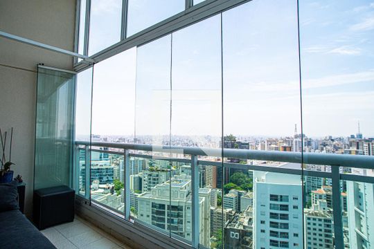 Varanda da Sala de apartamento à venda com 1 quarto, 77m² em Cerqueira César, São Paulo