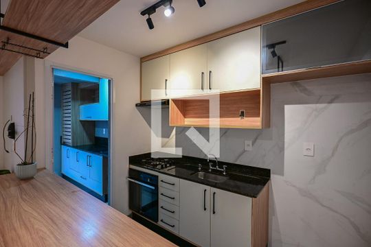 Sala/cozinha de apartamento à venda com 1 quarto, 38m² em Vila Andrade, São Paulo