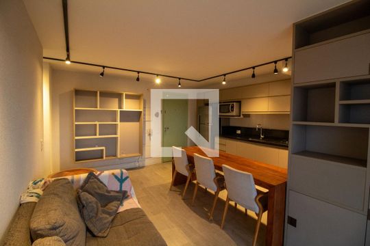 Sala de apartamento para alugar com 1 quarto, 49m² em Brooklin, São Paulo
