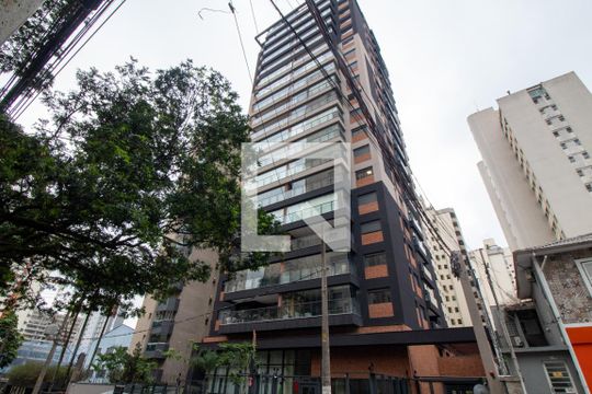 Fachada do Prédio de apartamento para alugar com 1 quarto, 46m² em Campo Belo, São Paulo