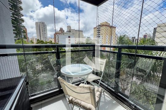 Sala, vista panorâmica de apartamento para alugar com 1 quarto, 29m² em Vila Olímpia, São Paulo