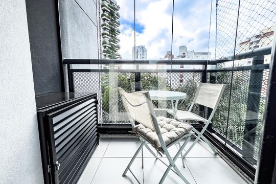 Sala, terraço de apartamento para alugar com 1 quarto, 29m² em Vila Olímpia, São Paulo