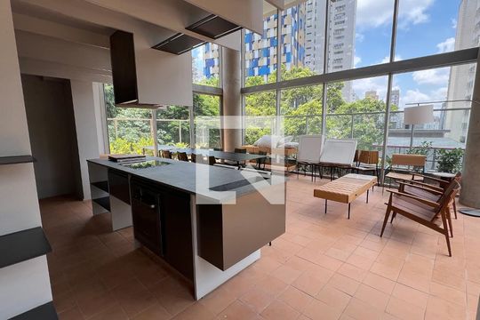 Área gourmet de kitnet/studio para alugar com 1 quarto, 29m² em Pinheiros, São Paulo