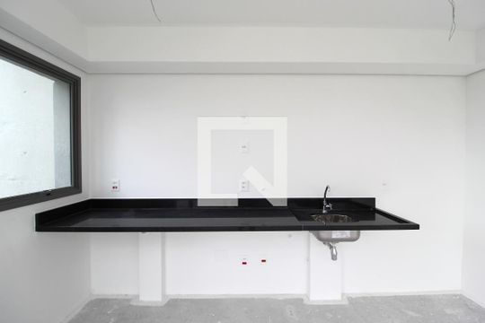 Sala/Cozinha de apartamento à venda com 1 quarto, 60m² em Indianópolis, São Paulo