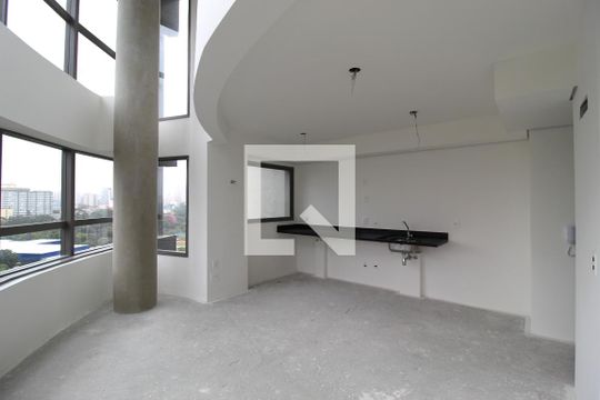 Sala/Cozinha de apartamento à venda com 1 quarto, 60m² em Indianópolis, São Paulo