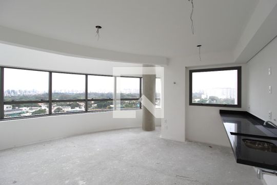 Sala/Cozinha de apartamento à venda com 1 quarto, 60m² em Indianópolis, São Paulo