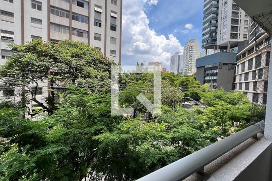 Vista da varanda de kitnet/studio à venda com 1 quarto, 26m² em Vila Madalena, São Paulo