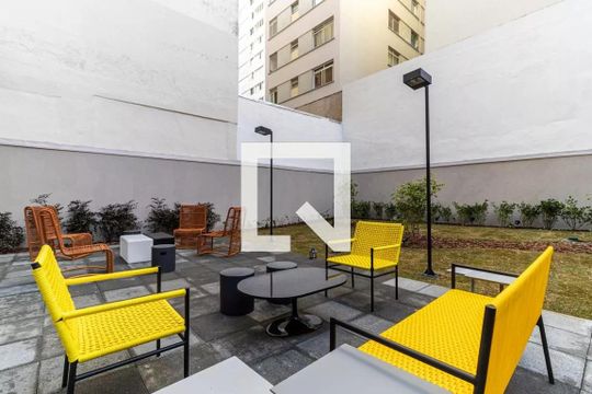 Área comum - Jardim de kitnet/studio à venda com 1 quarto, 24m² em Vila Buarque, São Paulo