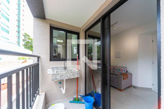 Varanda da Sala de apartamento para alugar com 1 quarto, 41m² em Vila Valparaíso, Santo André