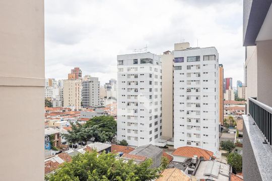 Vista da Varanda de apartamento à venda com 1 quarto, 27m² em Pinheiros, São Paulo