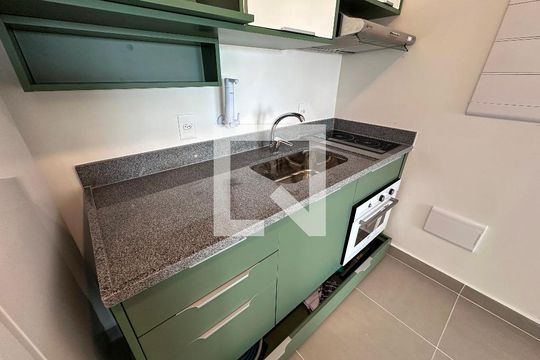 Detalhe Cozinha de apartamento à venda com 1 quarto, 41m² em Santo Amaro, São Paulo