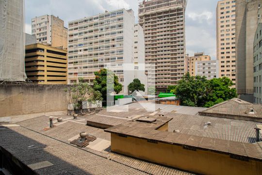 Varanda da Sala/Quarto - Vista de apartamento para alugar com 1 quarto, 38m² em Consolação, São Paulo